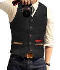 <!--F#f_0-->Casual Mens Waistcoat Hunting Tweed Vests Vintage Herringbone Wool Retro Wedding<!--F/-->