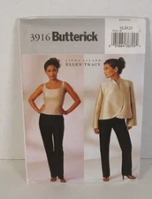 Butterick 3916 Ellen Tracy Jacket, Top & Pants Misses' 18-22 Uncut Pattern