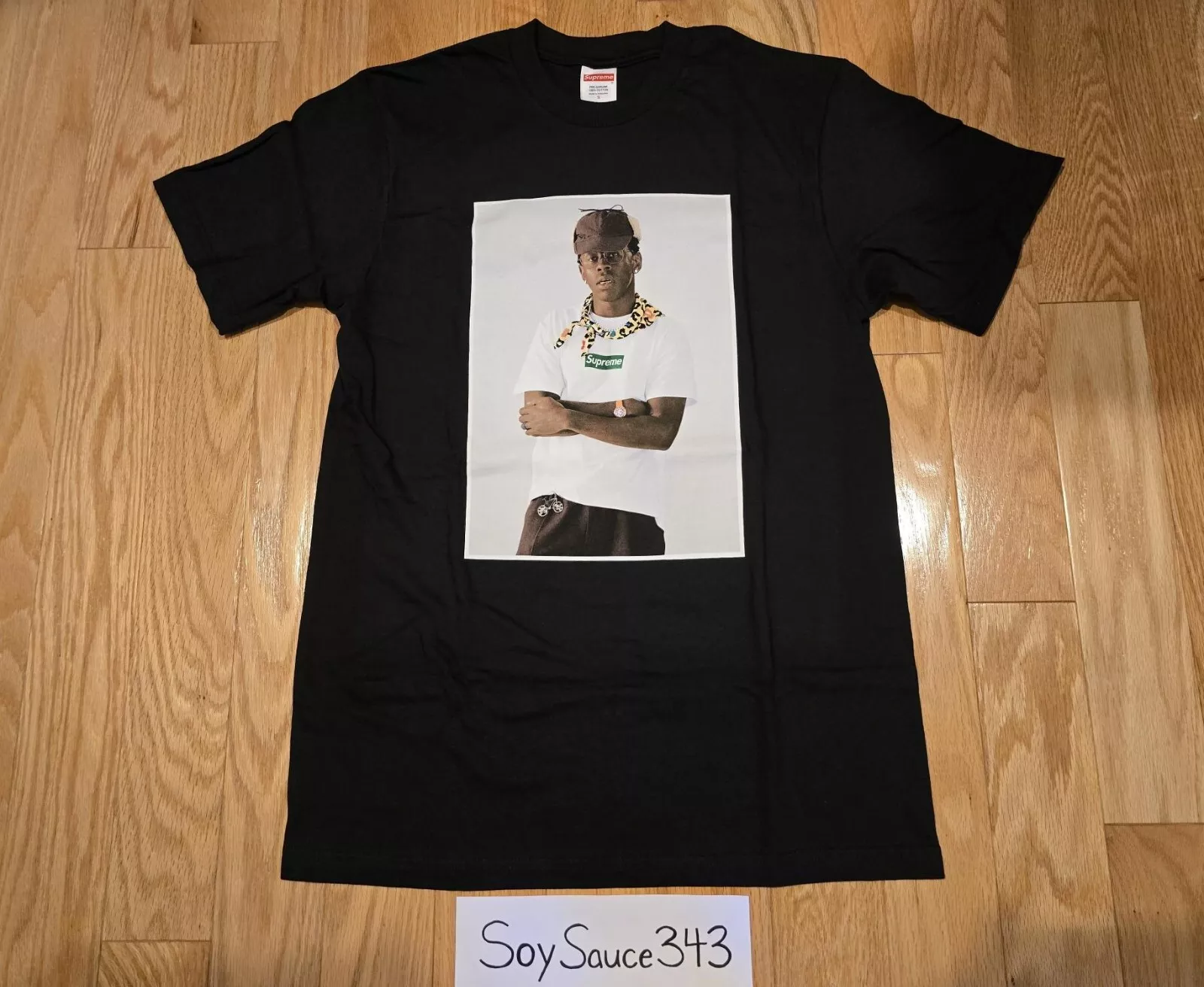 NEUF TEE SHIRT NOIR SUPREME TYLER, THE CREATOR PHOTO BOX LOGO TAILLE S FW24