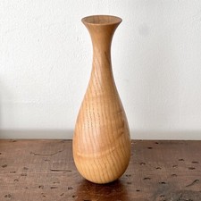 Vintage Turned Wood Bud Vase / Decor Piece Unlined Use Dried Flowers Only 7.75 T