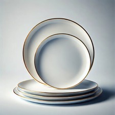 18-teilig Tafelservice Porzellan Geschirrset Tellerset 6 Personen grau gold