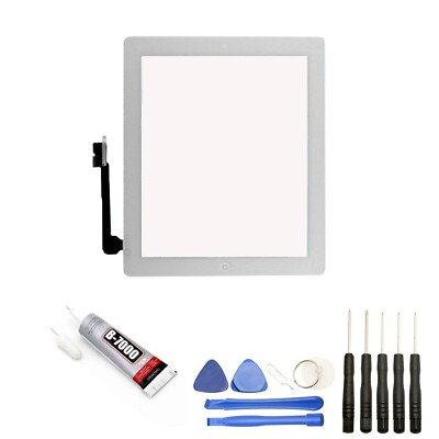Écran Vitre Tactile Complet Pour IPad 4 - Noir Ou Blanc - Avec Bouton Home + Outils
