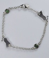 Armband 2 Edelsteine Smaragde Liegende Katze In 925 Silber Luce
