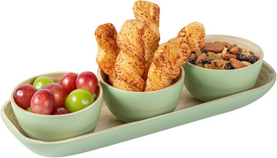 - Bambuddha Snack Bowls with Serving Tray, 1 Heavy-Duty round Bowls Set - Sustai
