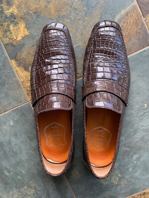 New and Lingwood Mens Leather Imitation Crocodile shoes with box Size  UK