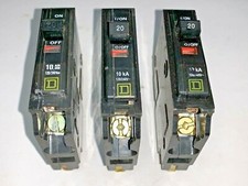 SQUARE D CIRCUIT BREAKER, ASSORTED, 1 POLE, 20 A, 10 KA, 120/240 VOLT, LOT OF 3