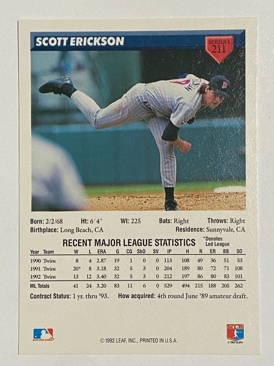 1993 Donruss #211 Scott Erickson Minnesota Twins | eBay
