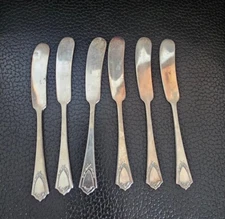 R & B Rogers & Bro Silverplate 1916 Jewell Pattern 6 Butter Spreaders Knife