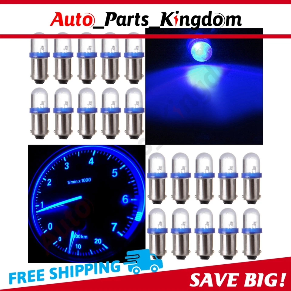 20X BA9S XENÓN AZUL LÁMPARA LED CUADRO DE INSTRUMENTOS TABLERO BOMBILLAS PARA FORD Foto 2 de 4