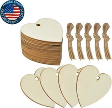50 piezas de rodajas de madera de corazón natural de 3", adornos de madera