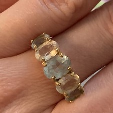 VINTAGE DESIGNER SANUK 10K GELBGOLD AQUAMARIN BLAUTOPAS MEHRERE STEINE BANDRING