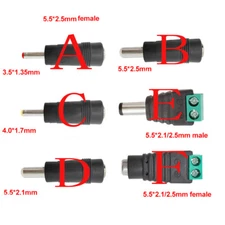 DC Power Jack Plug Adapter Connector to 5.5 2.5 2.1 4.0 1.7 3.5 1.35 mm Terminal