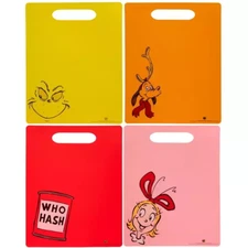 Dr. Seuss Grinch, Cindy Lou, Max, Who Hash 4 Piece Flexible Cutting Mats 14 in