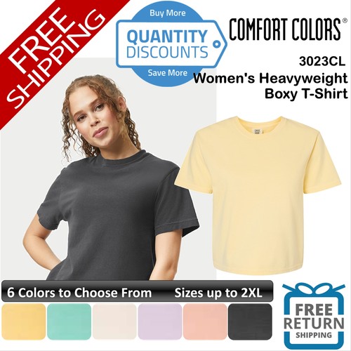 T-shirt Femme Comfort Colors Lourd Boxy - Jusqu'à 2XL - Neuf Avec étiquettes