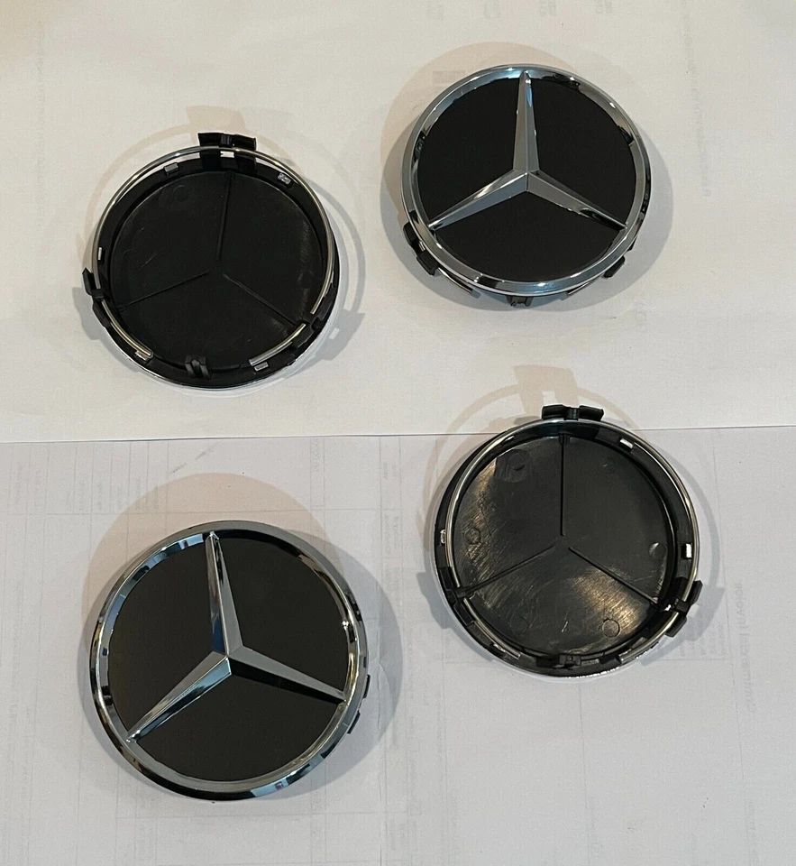 MERCEDES-BENZ WHEEL CENTER CAPS 75MM AMG WREATH SET OF 4 - Image 4 of 4