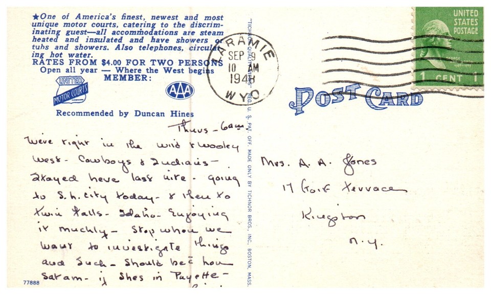 CHEYENNE Wyoming WY INDIAN VILLAGE MOTOR LODGE Teepee US 30 Advertising