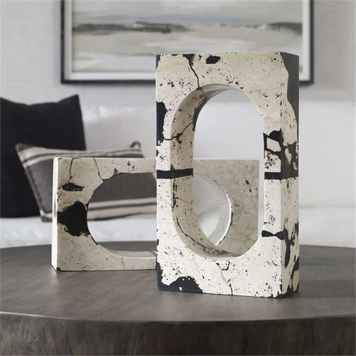 Uttermost Nouveau Contemporary Resin & Stone Sculpture in Natural White/Black - Picture 3 of 5