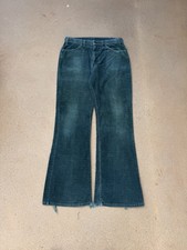 Vintage 70 s Levi s 646 Bellbottom Flare Faded Green Corduroy Pants Size 33x32