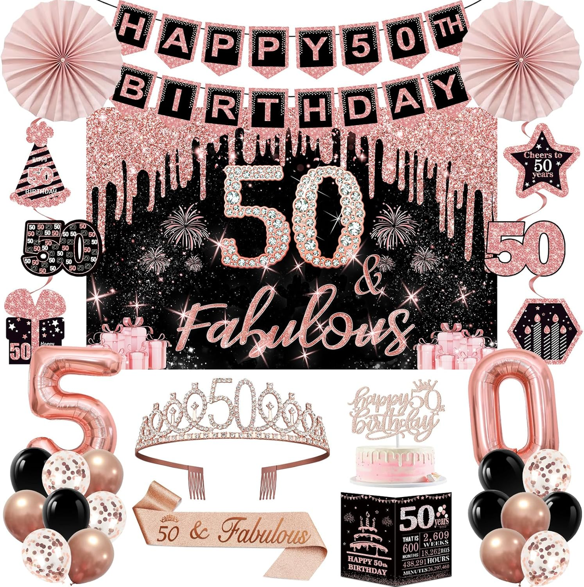 50Th Birthday Decorations for Women,32Pcs 50Th Birthday Party