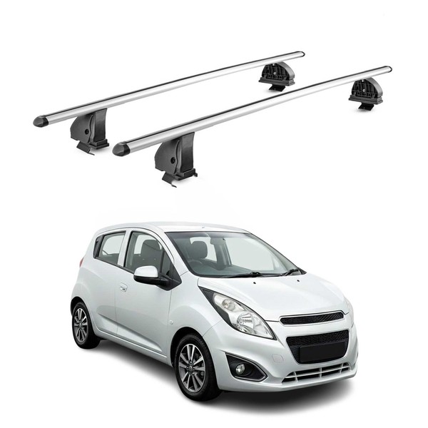 Alu DachträGer FüR Chevrolet Spark SchräGheck 2009-2015 TÜV T-Nut 2Tlg Silber-image
