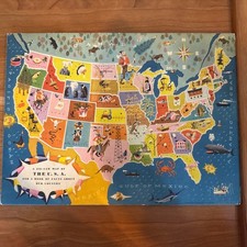 Vintage Pre-1959 Puzzle Map of The USA Simon Schuster 1953