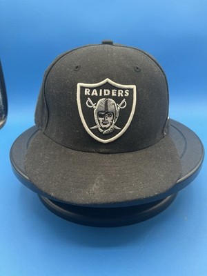 New Era Las Vegas Raiders Shield 59fifty Fitted Hat in Black and White 8 1/2