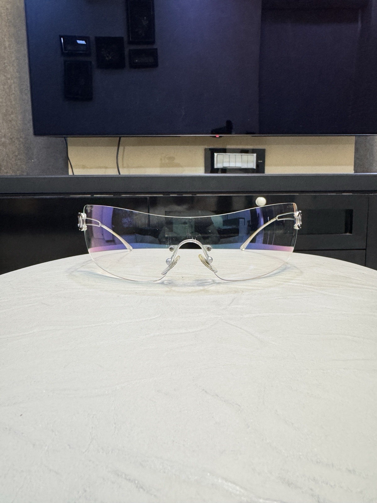 Vintage Chanel 4070 C124/6M COCO MARK Shield Sunglasses Rare Authentic