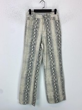 New Look Cream Snake Print Mid Waist Wide Leg Jeans UK 8