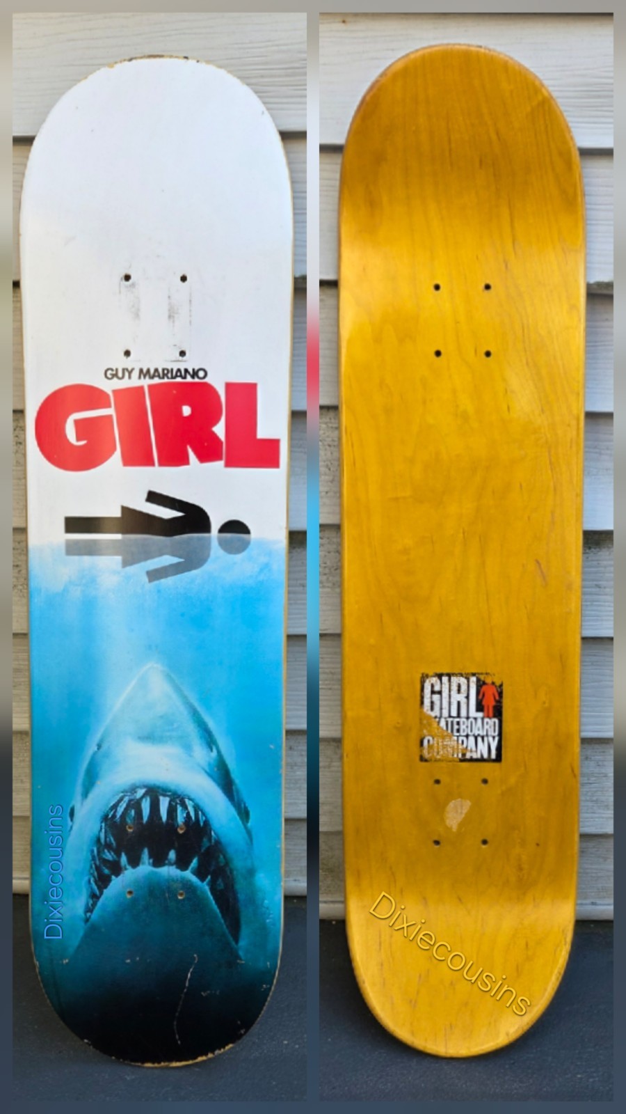 S Guy Mariano Jaws Shark Attack Used 8" Skateboard Deck