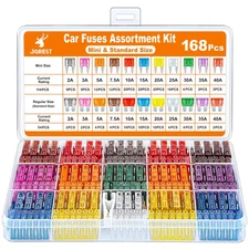168 Pcs Car Fuse Kit Mini & Standard Blade Fuses 2A–40A w/ Puller Tool