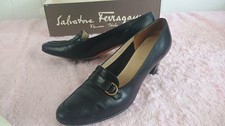Vintage Salvatore Ferragamo Lady Women's Black Heels Shoes Size 7AA