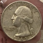 1964 Washington Quarter Silver 25C Circulated US Coin Uncertified
