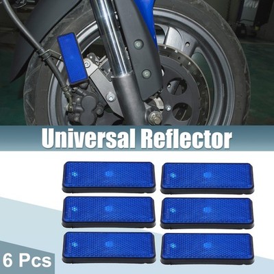 6 Pcs Universal Rectangle Shape Reflectors for Motorcycle Garbage Cans Blue