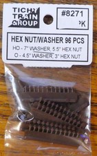Tichy Train Group 8271 O Scale Hex Nut/Washer 96 pcs Plastic O 7"Washer
