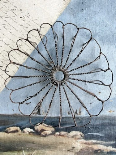 Antique French Twisted Wire Trivet And Wire Gathering Basket Bowl Lot image 8