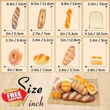 Meiwlong 8 Pack Realistic Fake Bread Baguette Loaf Props Kitchen