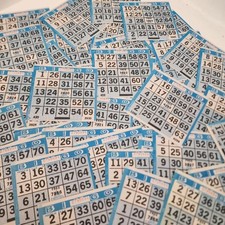 100 blue paper bingo cards junk journal supplies vintage game parts game pieces