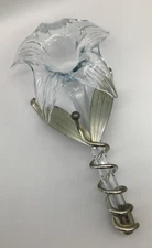 Amaryllis Clear Blown Glass Flower Bud Vase With Metal Stand/Holder 12 Inches