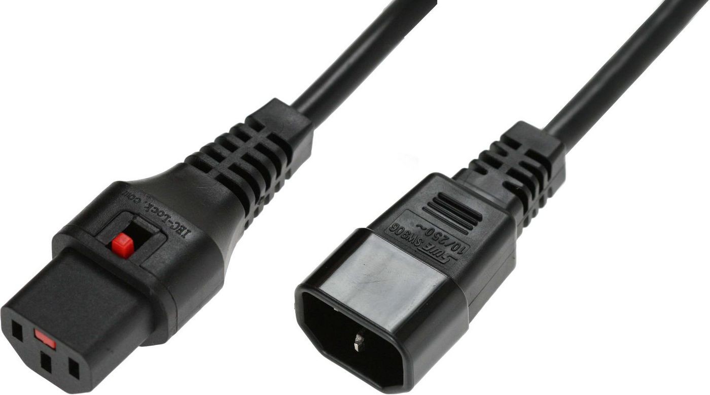 MicroConnect IEC Lock C13 to C14 Power Cable 1.00mm2 2M Black