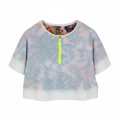 SWEATY BETTY Turnier Tennis Damen T-Shirt M Off-White Crop Kurzarm *