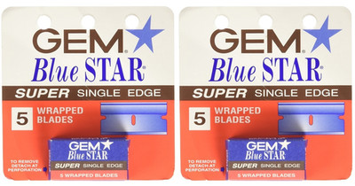 GEM Blue Star Blades 2 Pack 5ct Each Single Edge Wrapped Razor Blade Set