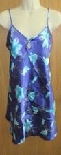 SECRET TREASURES VIBRANT BLUE floral COTTAGE CORE 100 SATIN GLOSSY nightgown 1X