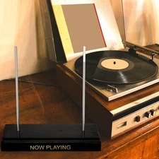 Black Vinyl Record Holder Display Stand Tabletop Now Playing Wood Wooden Albums
