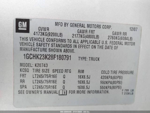 2008 Chevrolet Silverado 1500 Right Rear Window Regulator OEM Used 129K Miles Foto 3 de 4