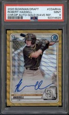 2020 Bowman Draft Chrome Draft Picks Auto Gold Wave Robert Hassell RC /50 PSA 9