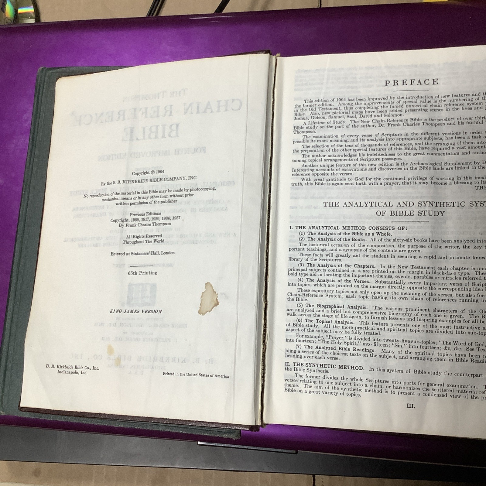1964 Thompson Chain Reference Red Letter Edition Bible and Tabernacle ...