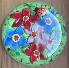 Vintage Murano-Style Floral Design Art Glass Paperweight
