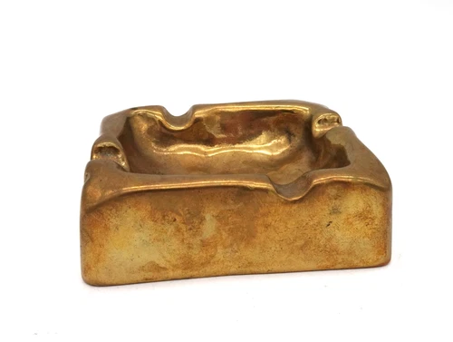 VINTAGE BRUTALIST BRASS ROCK SHAPE MID CENTURY ABSTRACT ART