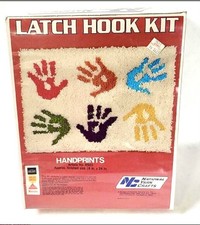 VTG New Sealed Handprints Latch Hook Rug Kit, 18x24 , Retro MCM Decor, Colorful