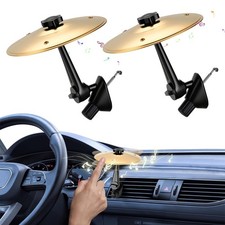 Mini Crash Drum Set for Car Air Vent - 2 Pack Gold Cymbal Decor Accessories